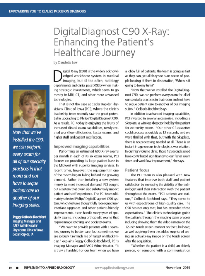DigitalDiagnost C90, PCI print story, x-ray enhancing patients healthcare, journey (opens in a new window) download (.pdf) file